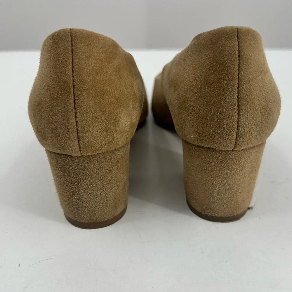 J Crew Mid Heel Pumps Camel Tan Suede Point Toe Womens 7.5